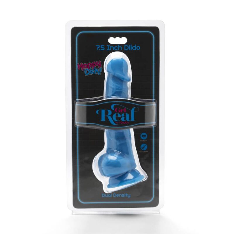 GET REAL - HAPPY DICKS 19 CM WITH BALLS BLUE 2 GET REAL - HAPPY DICKS 19 CM WITH BALLS BLUE - obrazek 2