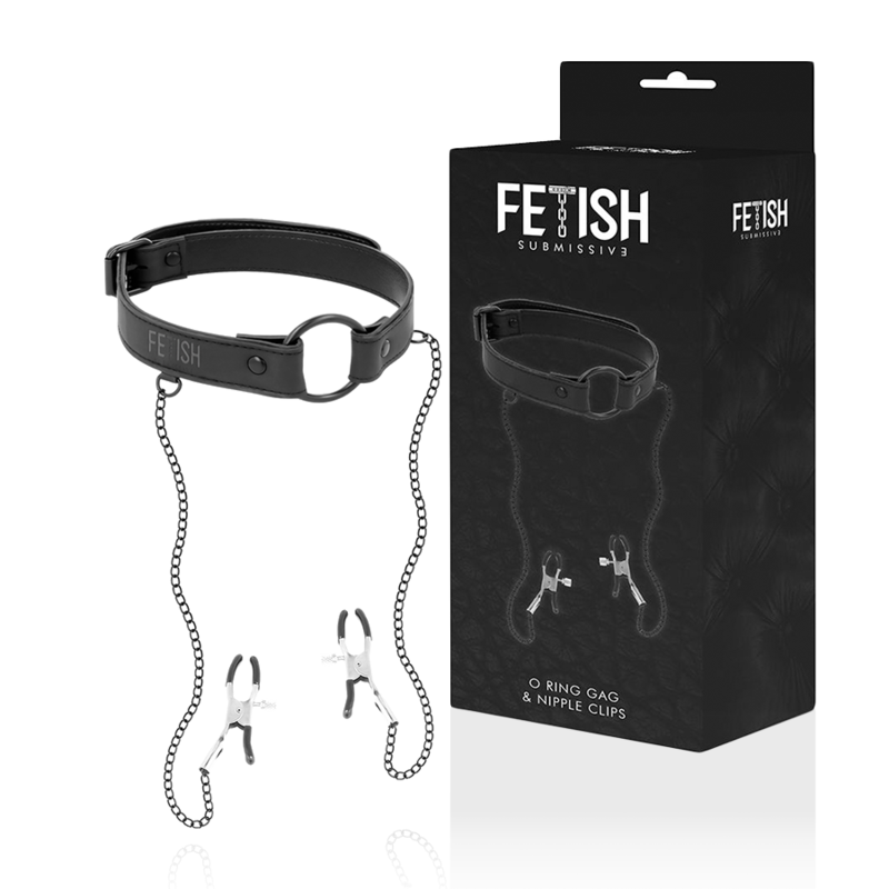 FETISH SUBMISSIVE - GAG RING WITH NIPPLE CLAMPS 2 FETISH SUBMISSIVE - GAG RING WITH NIPPLE CLAMPS - obrazek 2