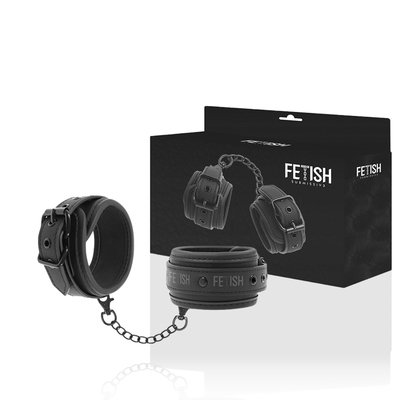 FETISH SUBMISSIVE - VEGAN LEATHER HANDCUFFS WITH NOPRENE LINING 2 FETISH SUBMISSIVE - VEGAN LEATHER HANDCUFFS WITH NOPRENE LINING - obrazek 2