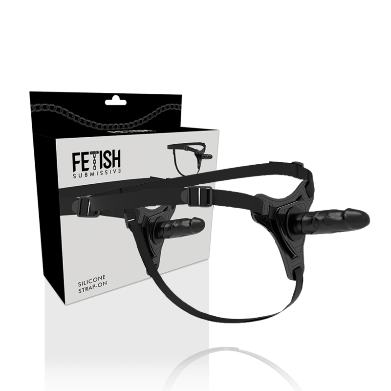 FETISH SUBMISSIVE HARNESS - REALISTIC BLACK SILICONE 15 CM 2 FETISH SUBMISSIVE HARNESS - REALISTIC BLACK SILICONE 15 CM - obrazek 2