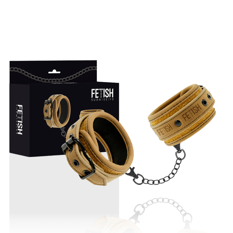 FETISH SUBMISSIVE ORIGEN - VEGAN LEATHER HANDCUFFS WITH NEOPRENE LINING 2 FETISH SUBMISSIVE ORIGEN - VEGAN LEATHER HANDCUFFS WITH NEOPRENE LINING - obrazek 2