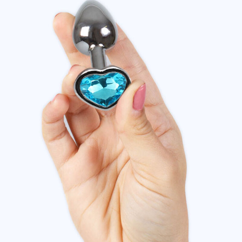 SECRETPLAY - METAL BUTT PLUG BLUE HEART SMALL SIZE 7 CM 3 SECRETPLAY - METAL BUTT PLUG BLUE HEART SMALL SIZE 7 CM - obrazek 3