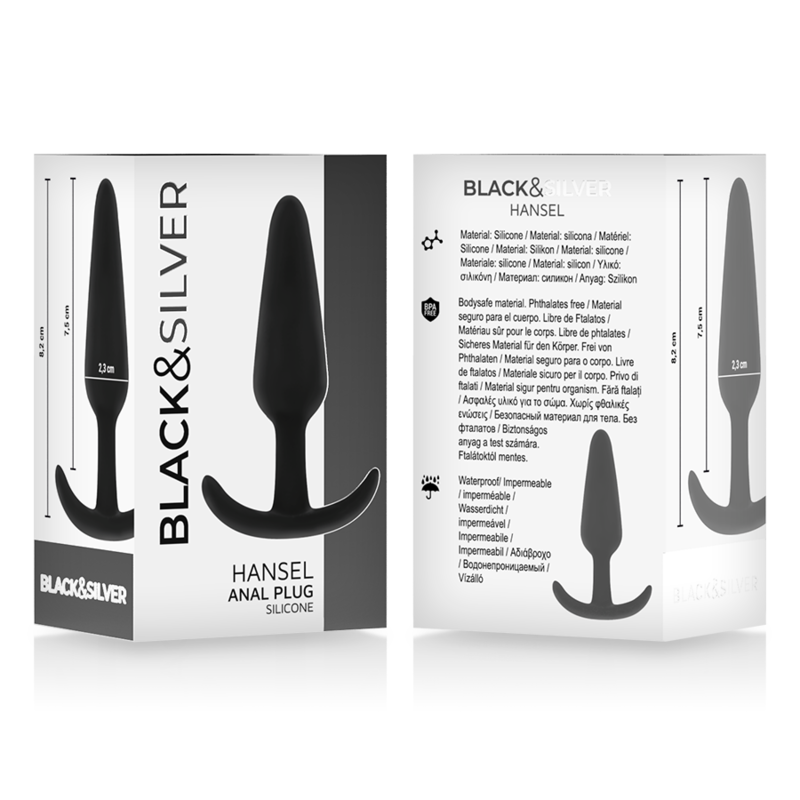 BLACKSILVER - HANSEL SILICONE ANAL PLUG WITH SMALL HANDLE 5 BLACKSILVER - HANSEL SILICONE ANAL PLUG WITH SMALL HANDLE - obrazek 5
