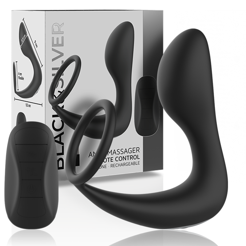 BLACKSILVER - REMOTE CONTROL ANAL MASSAGER RECHARGEABLE SILICONE BLACK