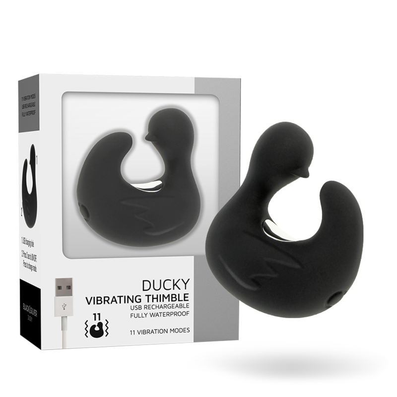 BLACKSILVER - DUCKYMANIA RECHARGEABLE SILICONE STIMULATING DUCK THIMBLE 2 BLACKSILVER - DUCKYMANIA RECHARGEABLE SILICONE STIMULATING DUCK THIMBLE - obrazek 2