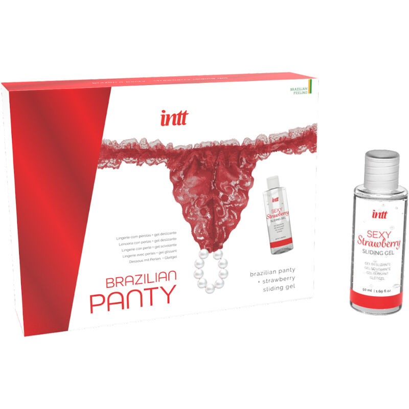 INTT RELEASES - BRAZILIAN RED PANTY WITH PEARLS AND LUBRICATING GEL 50 ML 2 INTT RELEASES - BRAZILIAN RED PANTY WITH PEARLS AND LUBRICATING GEL 50 ML - obrazek 2
