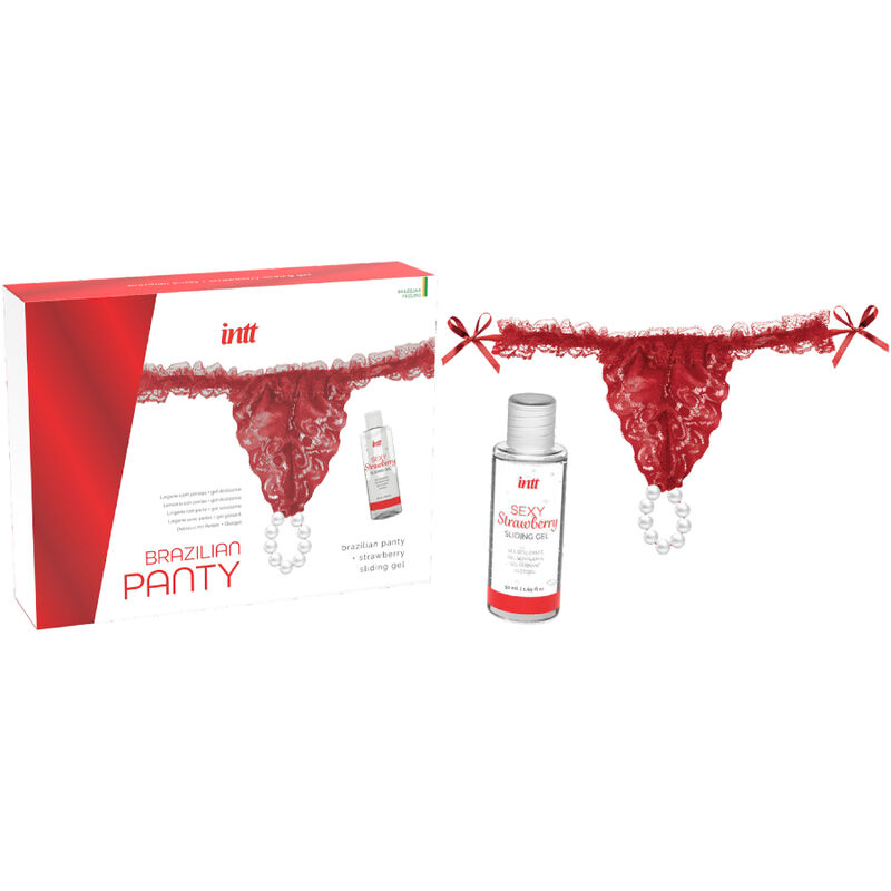 INTT RELEASES - BRAZILIAN RED PANTY WITH PEARLS AND LUBRICATING GEL 50 ML 3 INTT RELEASES - BRAZILIAN RED PANTY WITH PEARLS AND LUBRICATING GEL 50 ML - obrazek 3