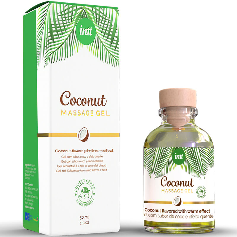 INTT - VEGAN MASSAGE GEL WITH COCONUT FLAVOR AND HEATING EFFECT 2 INTT - VEGAN MASSAGE GEL WITH COCONUT FLAVOR AND HEATING EFFECT - obrazek 2