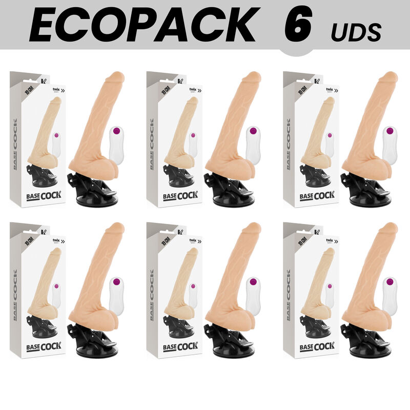 ECOPACK 6 UNITS - BASECOCK REALISTIC VIBRATOR REMOTE CONTROL FLESH 19 CM -O- 4 CM