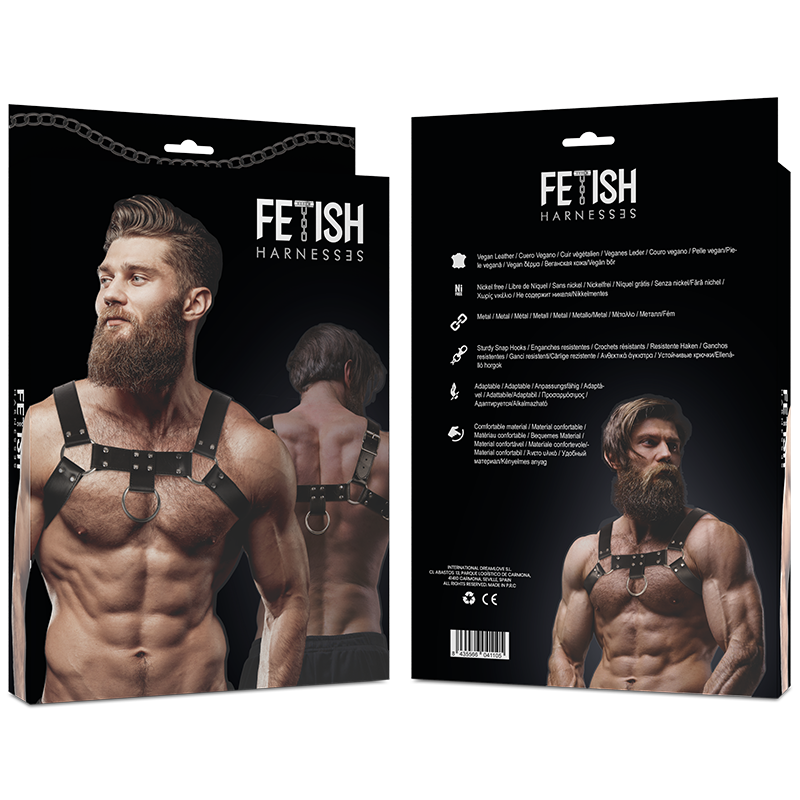 FETISH SUBMISSIVE ATTITUDE - MENS ECO-LEATHER CHEST HARNESS 2 FETISH SUBMISSIVE ATTITUDE - MENS ECO-LEATHER CHEST HARNESS - obrazek 2