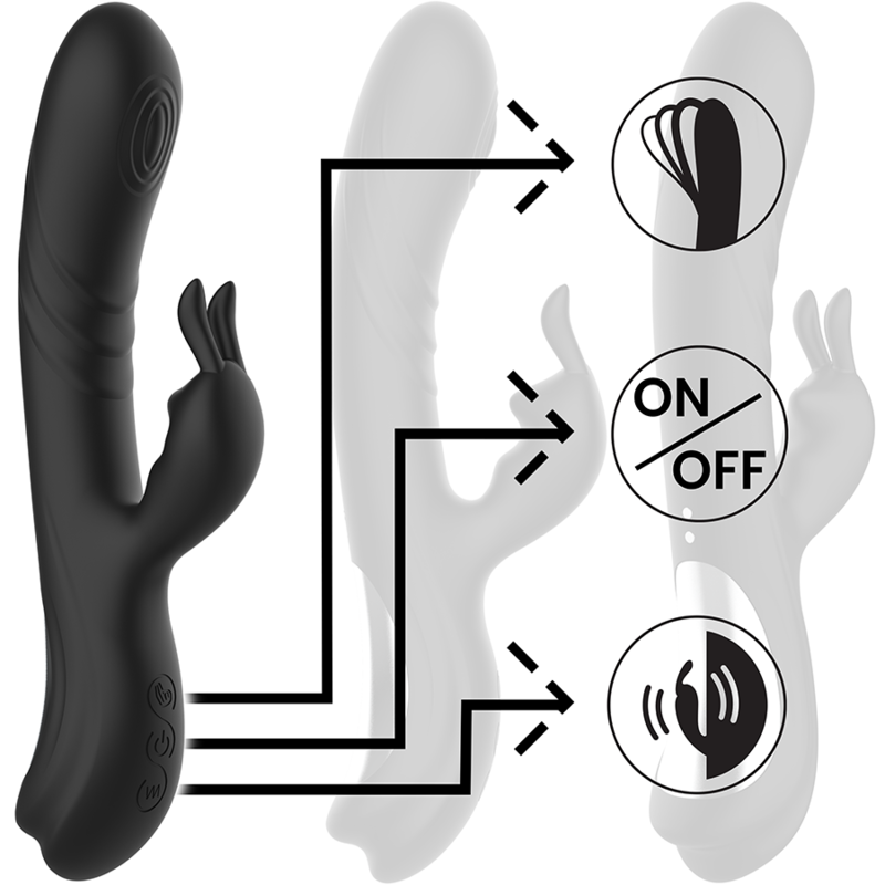 BLACKSILVER - JAMIE RECHARGEABLE SILICONE RABBIT STIMULATOR BLACK 5 BLACKSILVER - JAMIE RECHARGEABLE SILICONE RABBIT STIMULATOR BLACK - obrazek 5