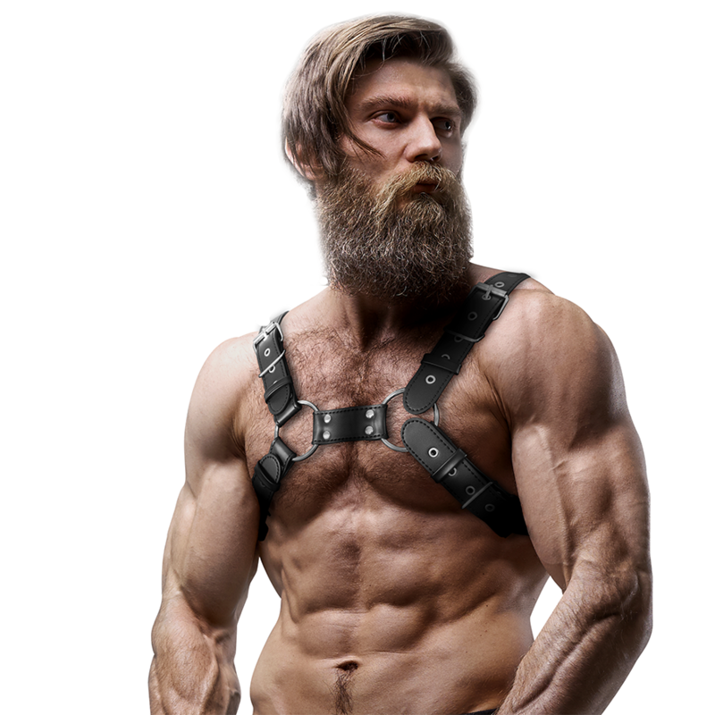 FETISH SUBMISSIVE ATTITUDE - MENS ADJUSTABLE ECO-LEATHER CHEST BULLDOG HARNESS 4 FETISH SUBMISSIVE ATTITUDE - MENS ADJUSTABLE ECO-LEATHER CHEST BULLDOG HARNESS - obrazek 4