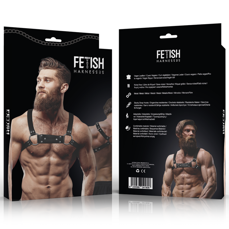 FETISH SUBMISSIVE ATTITUDE - MENS ECO-LEATHER BULLDOG CHEST HARNESS SIZE M/L 2 FETISH SUBMISSIVE ATTITUDE - MENS ECO-LEATHER BULLDOG CHEST HARNESS SIZE M/L - obrazek 2