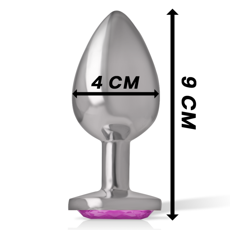 INTENSE - ALUMINUM METAL ANAL PLUG WITH PINK CRYSTAL SIZE L 4 INTENSE - ALUMINUM METAL ANAL PLUG WITH PINK CRYSTAL SIZE L - obrazek 4
