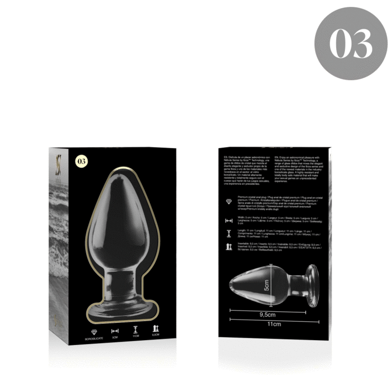 NEBULA SERIES BY IBIZA - MODEL 3 ANAL PLUG BOROSILICATE GLASS TRANSPARENT 11 CM -O- 5 CM 4 NEBULA SERIES BY IBIZA - MODEL 3 ANAL PLUG BOROSILICATE GLASS TRANSPARENT 11 CM -O- 5 CM - obrazek 4