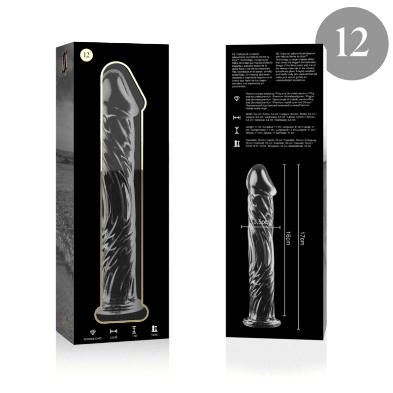 NEBULA SERIES BY IBIZA - MODEL 12 DILDO BOROSILICATE GLASS CLEAR 17 CM -O- 3.5 CM 4 NEBULA SERIES BY IBIZA - MODEL 12 DILDO BOROSILICATE GLASS CLEAR 17 CM -O- 3.5 CM - obrazek 4
