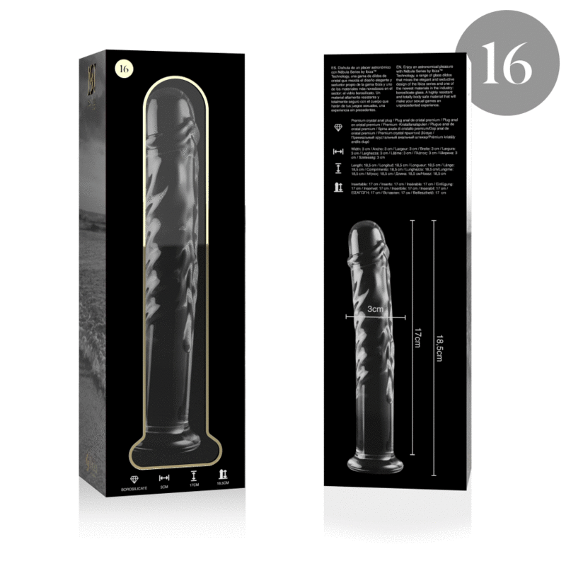 NEBULA SERIES BY IBIZA - MODEL 16 DILDO BOROSILICATE GLASS CLEAR 18.5 CM -O- 3 CM 4 NEBULA SERIES BY IBIZA - MODEL 16 DILDO BOROSILICATE GLASS CLEAR 18.5 CM -O- 3 CM - obrazek 4
