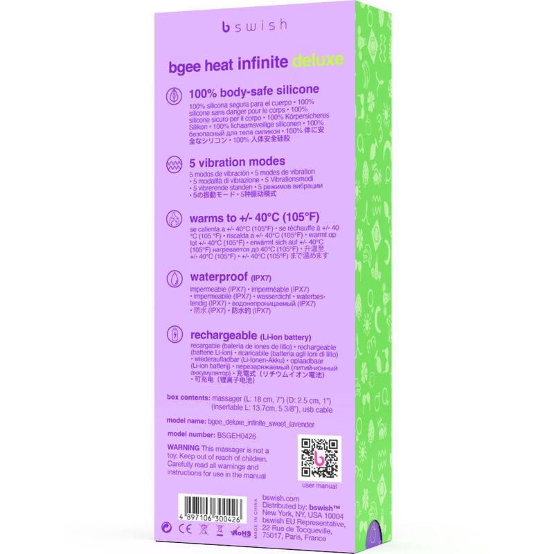 B SWISH - BGEE HEAT INFINITE DELUXE RECHARGEABLE VIBRATOR LAVENDER SILICONE 5 B SWISH - BGEE HEAT INFINITE DELUXE RECHARGEABLE VIBRATOR LAVENDER SILICONE - obrazek 5