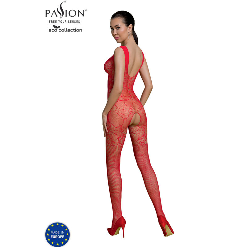 PASSION - ECO COLLECTION BODYSTOCKING ECO BS012 RED 2 PASSION - ECO COLLECTION BODYSTOCKING ECO BS012 RED - obrazek 2