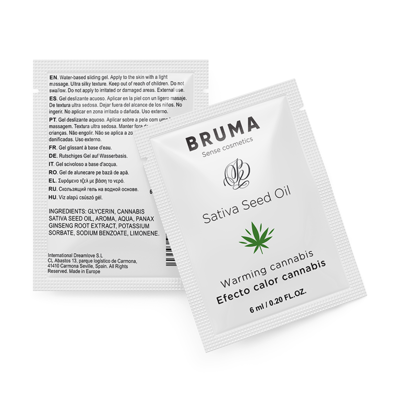 BRUMA - SATIVA SEED OIL SLIDING GEL WARMING CANNABIS FLAVOR 6 ML 2 BRUMA - SATIVA SEED OIL SLIDING GEL WARMING CANNABIS FLAVOR 6 ML - obrazek 2