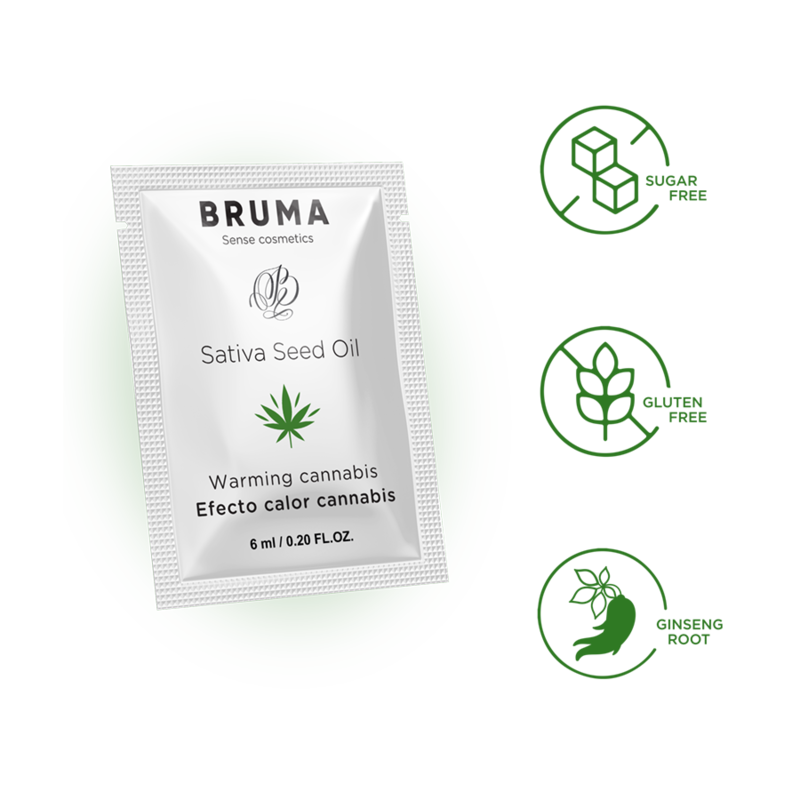 BRUMA - SATIVA SEED OIL SLIDING GEL WARMING CANNABIS FLAVOR 6 ML 4 BRUMA - SATIVA SEED OIL SLIDING GEL WARMING CANNABIS FLAVOR 6 ML - obrazek 4