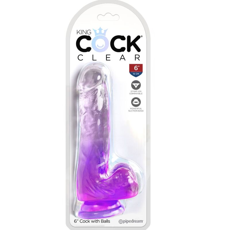 KING COCK - CLEAR REALISTIC PENIS WITH BALLS 13.5 CM PURPLE 2 KING COCK - CLEAR REALISTIC PENIS WITH BALLS 13.5 CM PURPLE - obrazek 2