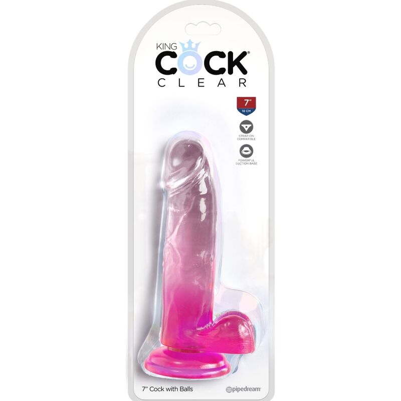 KING COCK - CLEAR REALISTIC PENIS WITH BALLS 15.2 CM PINK 2 KING COCK - CLEAR REALISTIC PENIS WITH BALLS 15.2 CM PINK - obrazek 2