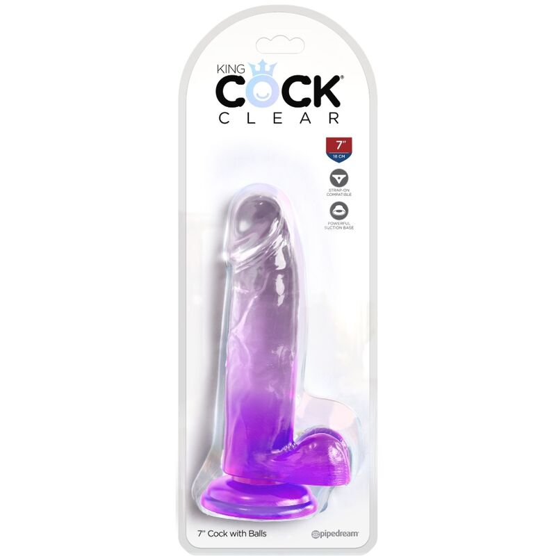 KING COCK - CLEAR REALISTIC PENIS WITH BALLS 15.2 CM PURPLE 2 KING COCK - CLEAR REALISTIC PENIS WITH BALLS 15.2 CM PURPLE - obrazek 2