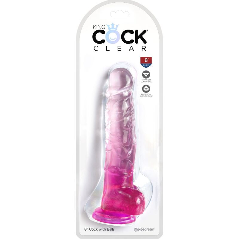 KING COCK - CLEAR REALISTIC PENIS WITH BALLS 16.5 CM PINK 2 KING COCK - CLEAR REALISTIC PENIS WITH BALLS 16.5 CM PINK - obrazek 2