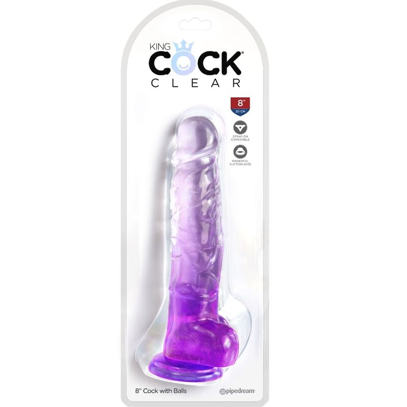 KING COCK - CLEAR REALISTIC PENIS WITH BALLS 16.5 CM PURPLE 2 KING COCK - CLEAR REALISTIC PENIS WITH BALLS 16.5 CM PURPLE - obrazek 2