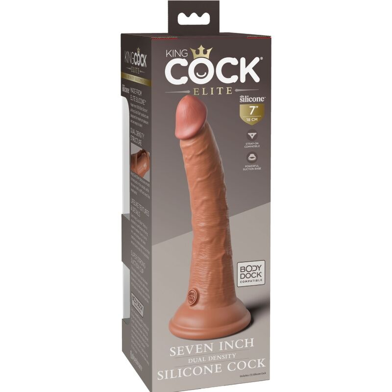 KING COCK - ELITE REALISTIC SILICONE DILDO 17.8 CM CARAMEL 5 KING COCK - ELITE REALISTIC SILICONE DILDO 17.8 CM CARAMEL - obrazek 5