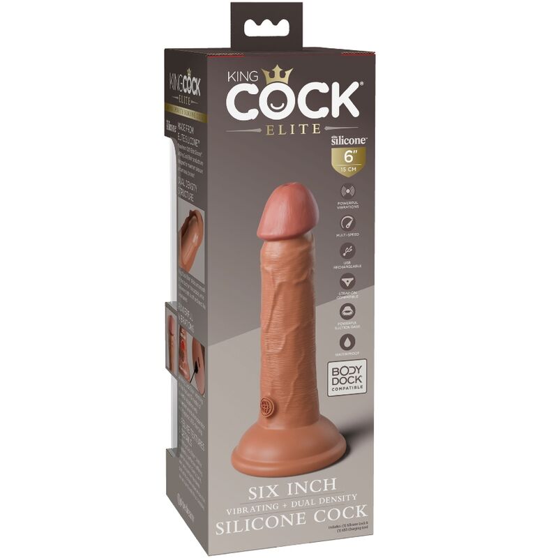 KING COCK - ELITE REALISTIC DILDO VIBRATING SILICONE 15.2 CM CARAMEL 5 KING COCK - ELITE REALISTIC DILDO VIBRATING SILICONE 15.2 CM CARAMEL - obrazek 5