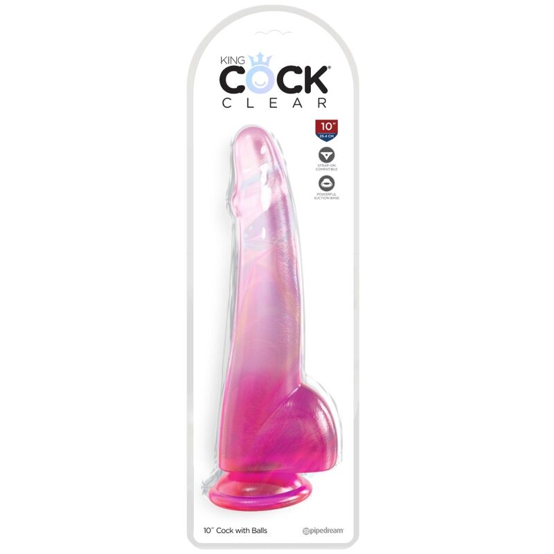 KING COCK - CLEAR DILDO WITH TESTICLES 19 CM PINK 2 KING COCK - CLEAR DILDO WITH TESTICLES 19 CM PINK - obrazek 2