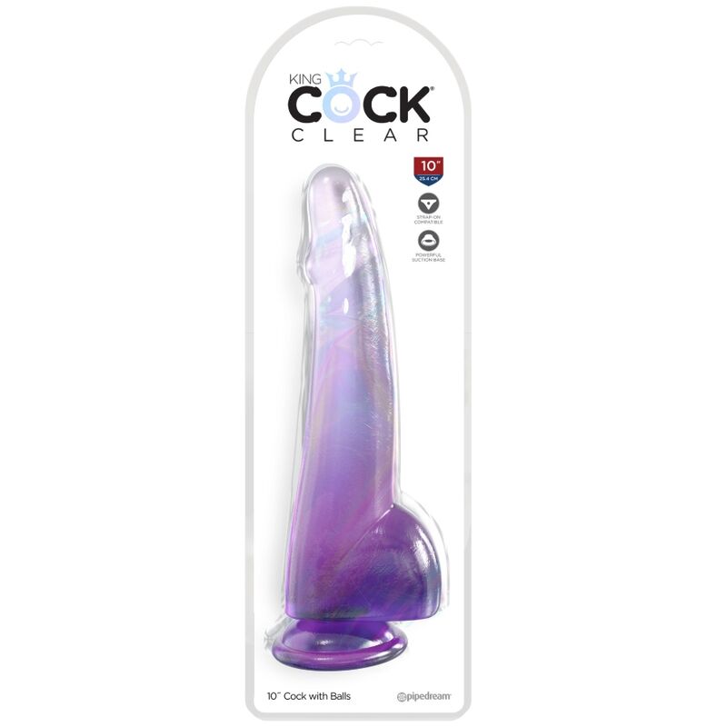 KING COCK - CLEAR DILDO WITH TESTICLES 19 CM PURPLE 2 KING COCK - CLEAR DILDO WITH TESTICLES 19 CM PURPLE - obrazek 2