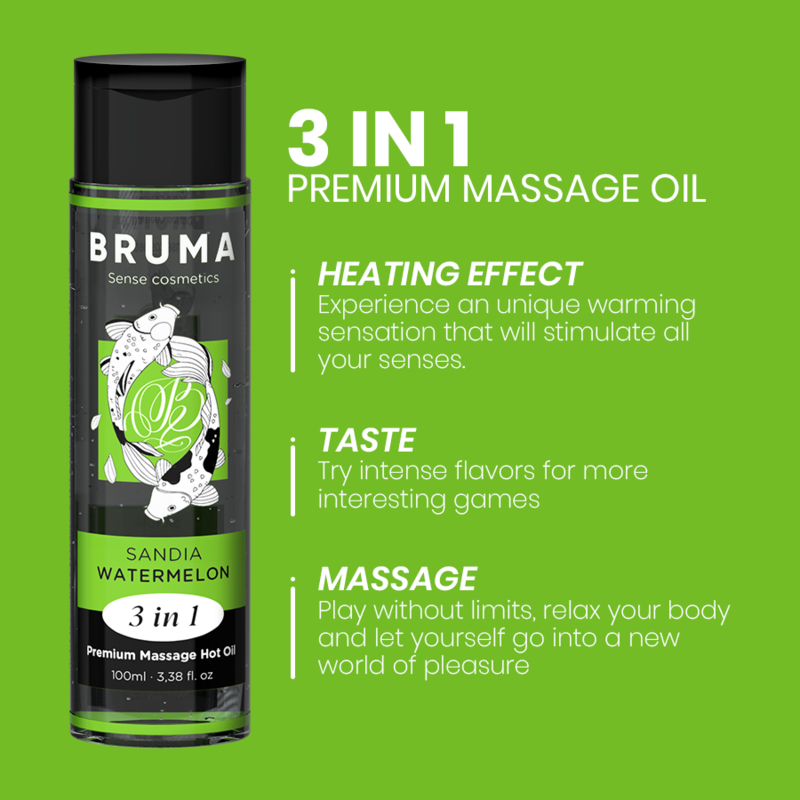 BRUMA - PREMIUM MASSAGE HOT OIL WATERMELON 3 IN 1 - 100 ML 4 BRUMA - PREMIUM MASSAGE HOT OIL WATERMELON 3 IN 1 - 100 ML - obrazek 4