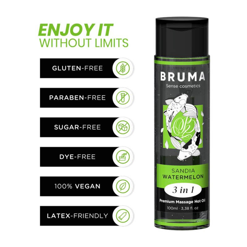 BRUMA - PREMIUM MASSAGE HOT OIL WATERMELON 3 IN 1 - 100 ML 3 BRUMA - PREMIUM MASSAGE HOT OIL WATERMELON 3 IN 1 - 100 ML - obrazek 3