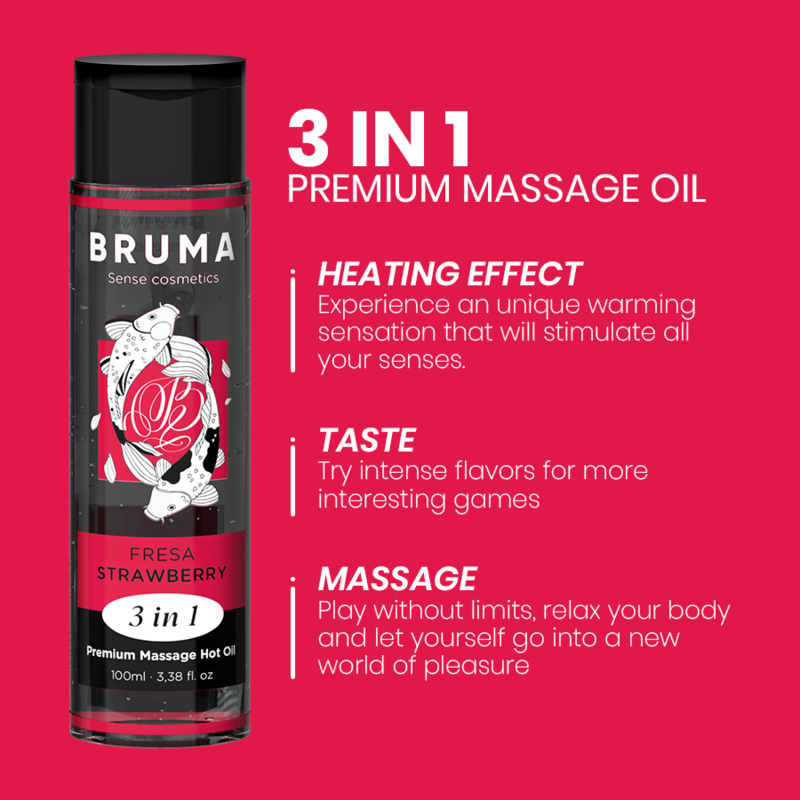 BRUMA - PREMIUM MASSAGE HOT OIL STRAWBERRY 3 IN 1 - 100 ML 4 BRUMA - PREMIUM MASSAGE HOT OIL STRAWBERRY 3 IN 1 - 100 ML - obrazek 4