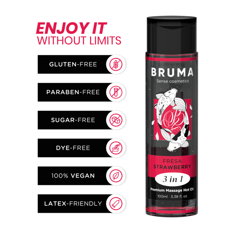 BRUMA - PREMIUM MASSAGE HOT OIL STRAWBERRY 3 IN 1 - 100 ML 3 BRUMA - PREMIUM MASSAGE HOT OIL STRAWBERRY 3 IN 1 - 100 ML - obrazek 3