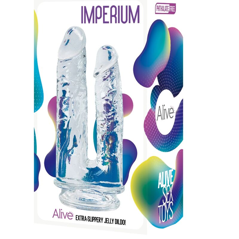 ALIVE - IMPERIUM DOUBLE REALISTIC PENIS TRANSPARENT 12/14 CM 2 ALIVE - IMPERIUM DOUBLE REALISTIC PENIS TRANSPARENT 12/14 CM - obrazek 2