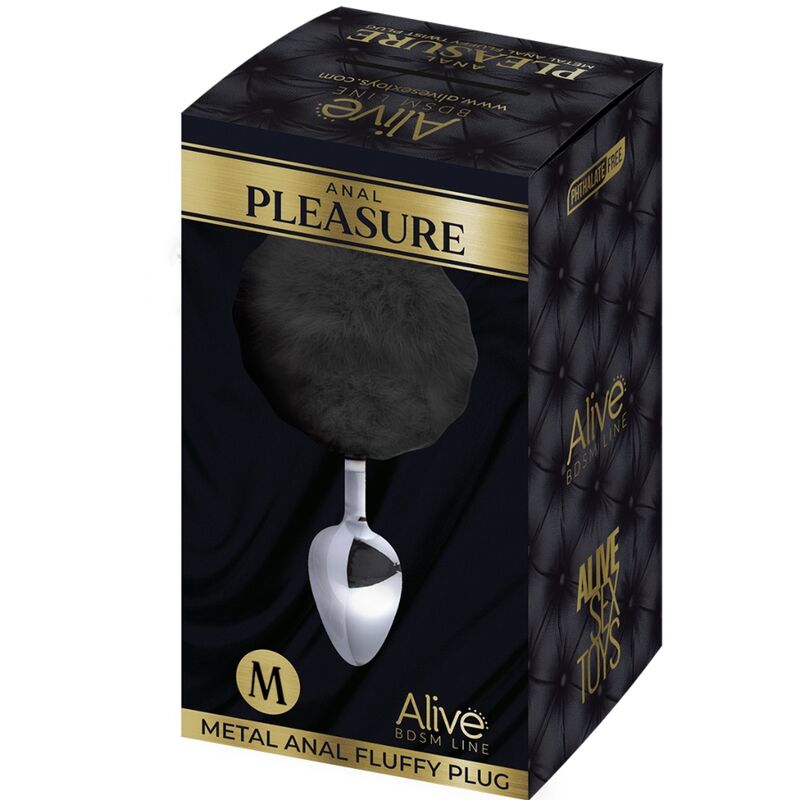 ALIVE - ANAL PLEASURE PLUG SPIRAL METAL FLUFFY BLACK SIZE M 3 ALIVE - ANAL PLEASURE PLUG SPIRAL METAL FLUFFY BLACK SIZE M - obrazek 3