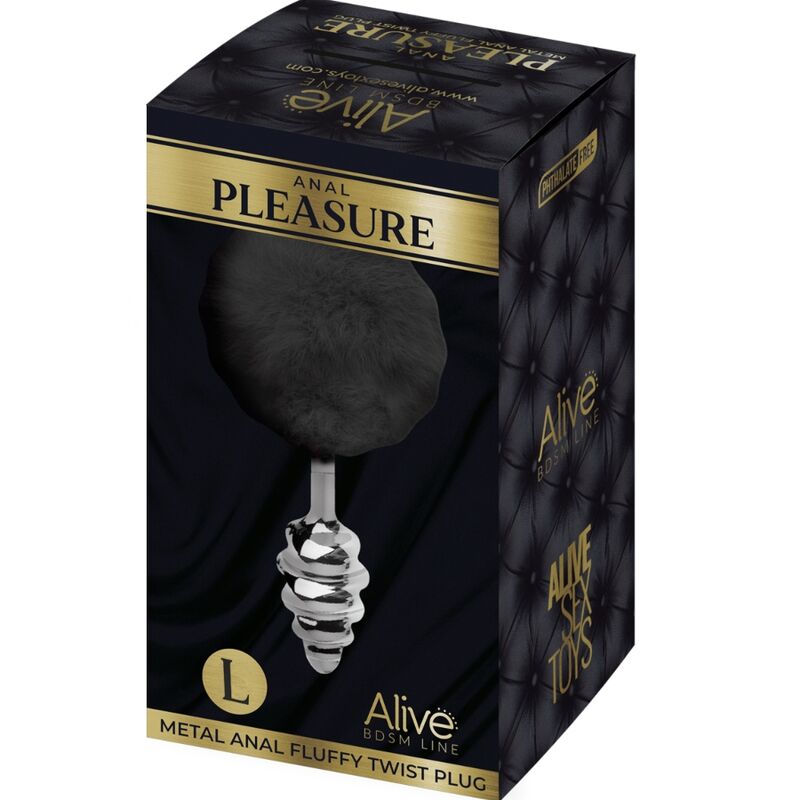 ALIVE - ANAL PLEASURE PLUG SPIRAL METAL FLUFFY BLACK SIZE L 3 ALIVE - ANAL PLEASURE PLUG SPIRAL METAL FLUFFY BLACK SIZE L - obrazek 3