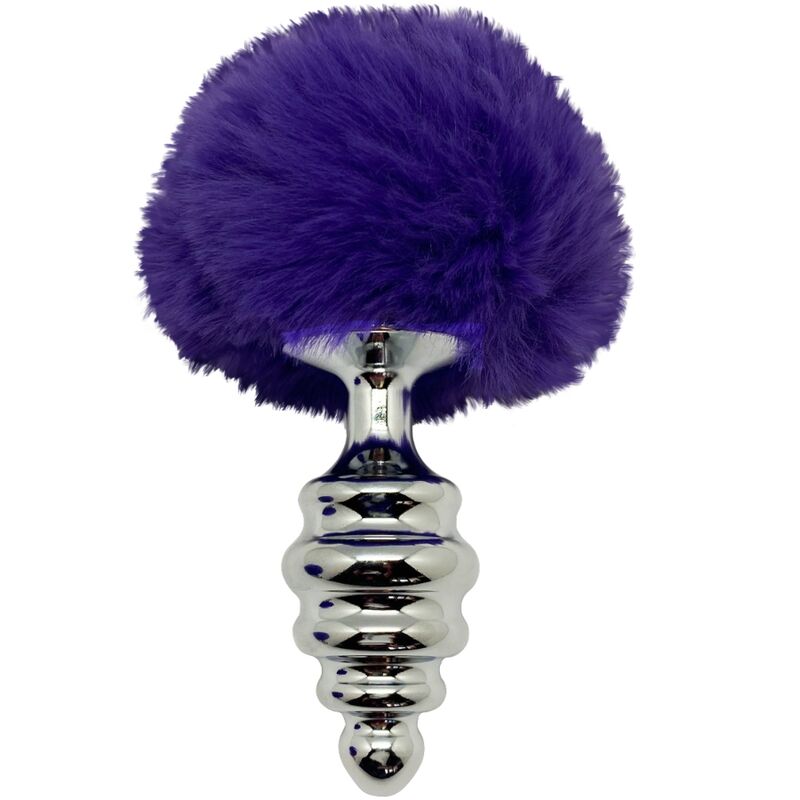 ALIVE - ANAL PLEASURE PLUG SPIRAL METAL FLUFFY DARK VIOLET SIZE M 3 ALIVE - ANAL PLEASURE PLUG SPIRAL METAL FLUFFY DARK VIOLET SIZE M - obrazek 3