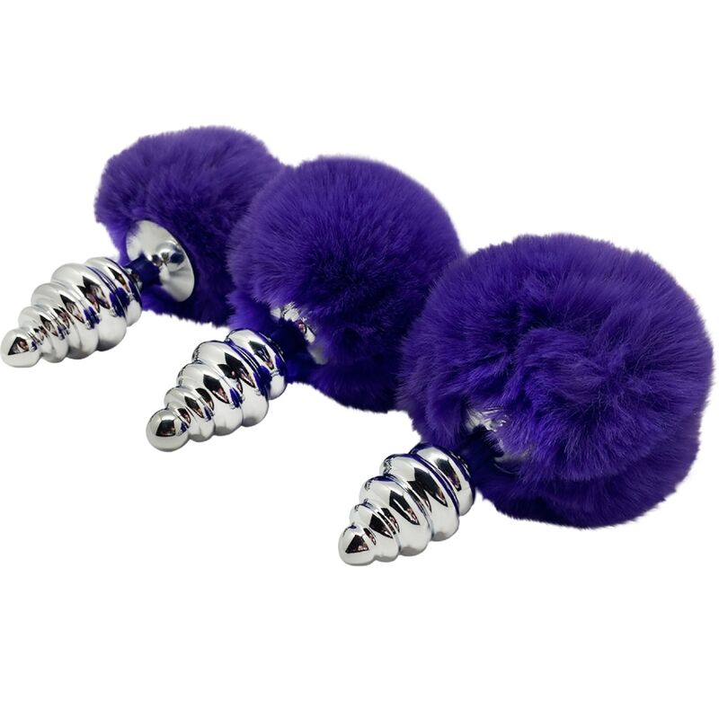 ALIVE - ANAL PLEASURE PLUG SPIRAL METAL FLUFFY DARK VIOLET SIZE M 4 ALIVE - ANAL PLEASURE PLUG SPIRAL METAL FLUFFY DARK VIOLET SIZE M - obrazek 4