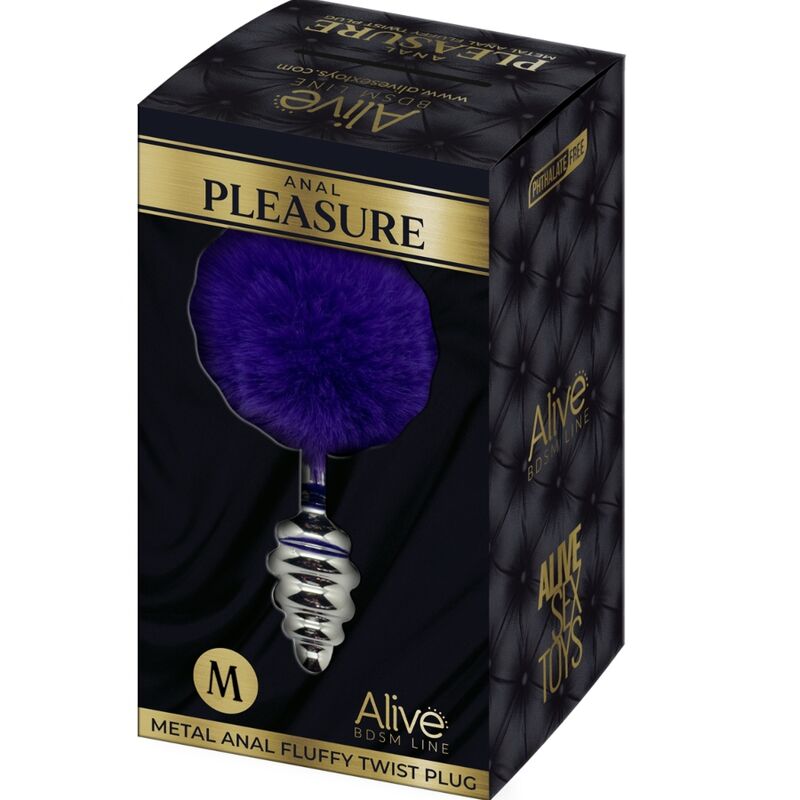 ALIVE - ANAL PLEASURE PLUG SPIRAL METAL FLUFFY DARK VIOLET SIZE M 5 ALIVE - ANAL PLEASURE PLUG SPIRAL METAL FLUFFY DARK VIOLET SIZE M - obrazek 5