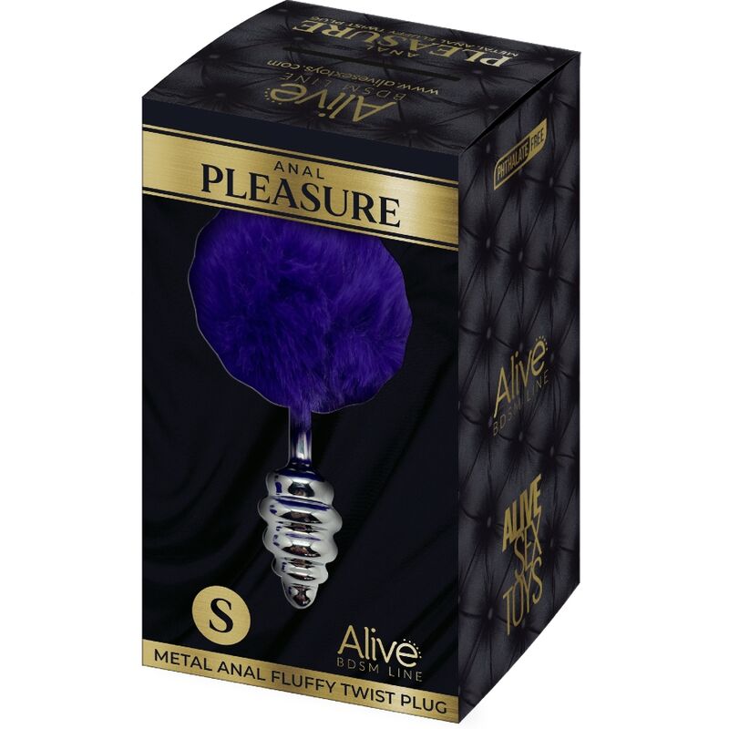 ALIVE - ANAL PLEASURE PLUG SPIRAL METAL FLUFFY DARK VIOLET SIZE S 5 ALIVE - ANAL PLEASURE PLUG SPIRAL METAL FLUFFY DARK VIOLET SIZE S - obrazek 5