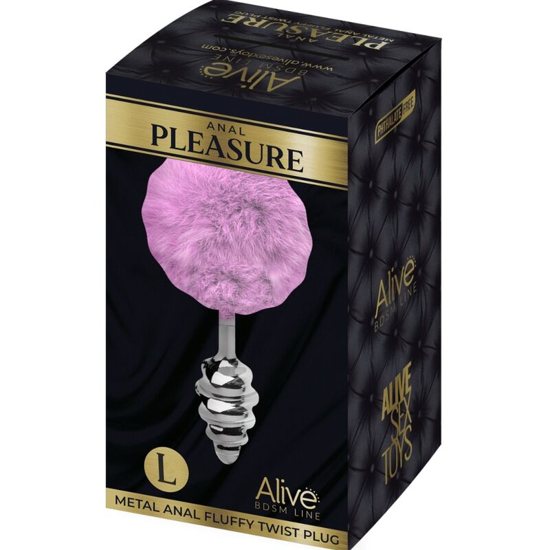 ALIVE - ANAL PLEASURE PLUG SPIRAL METAL FLUFFY VIOLET SIZE L 4 ALIVE - ANAL PLEASURE PLUG SPIRAL METAL FLUFFY VIOLET SIZE L - obrazek 4