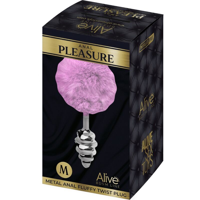 ALIVE - ANAL PLEASURE PLUG SPIRAL METAL FLUFFY VIOLET SIZE M 4 ALIVE - ANAL PLEASURE PLUG SPIRAL METAL FLUFFY VIOLET SIZE M - obrazek 4