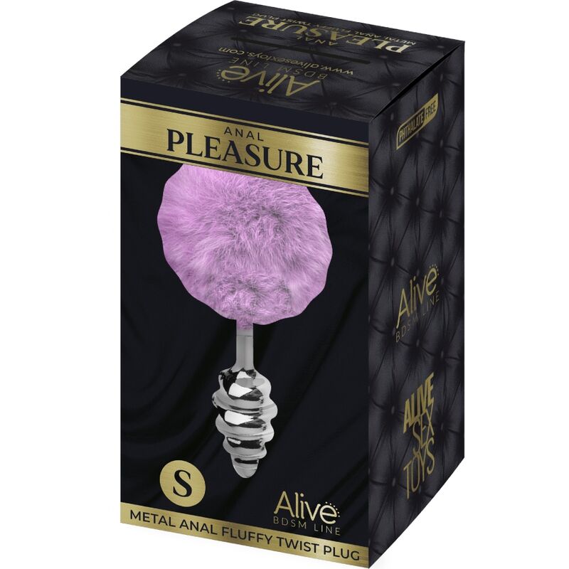 ALIVE - ANAL PLEASURE PLUG SPIRAL METAL FLUFFY VIOLET SIZE S 4 ALIVE - ANAL PLEASURE PLUG SPIRAL METAL FLUFFY VIOLET SIZE S - obrazek 4