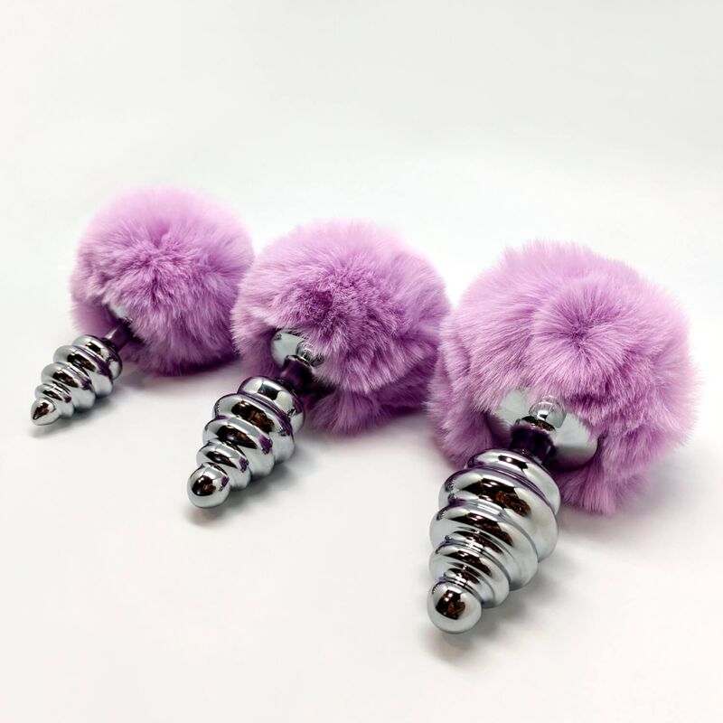 ALIVE - ANAL PLEASURE PLUG SPIRAL METAL FLUFFY VIOLET SIZE M 3 ALIVE - ANAL PLEASURE PLUG SPIRAL METAL FLUFFY VIOLET SIZE M - obrazek 3