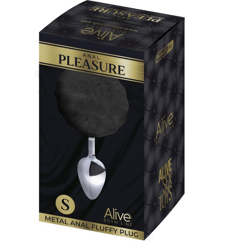 ALIVE - ANAL PLEASURE PLUG SMOOTH METAL FLUFFY BLACK SIZE S 2 ALIVE - ANAL PLEASURE PLUG SMOOTH METAL FLUFFY BLACK SIZE S - obrazek 2